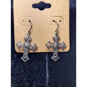 (3 for $15) JoMa Silvertone Cross Dangle Earrings- NWT